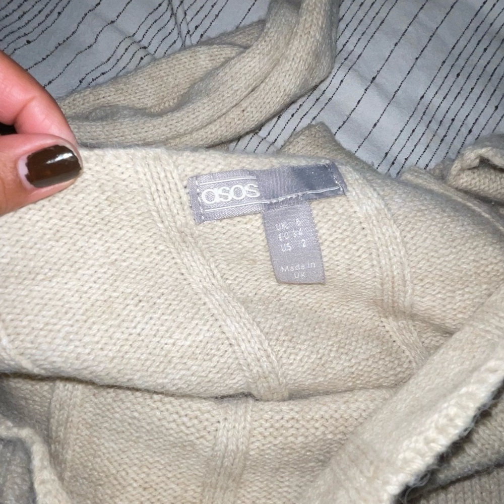 ASOS Beige Ribbed Midi Pencil Skirt - Picture 4 of 5